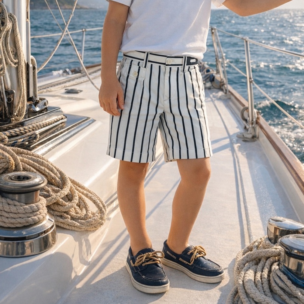 DOLCE AND GABBANA BOYS NAUTICAL WHITE STRIPED SHORTS NWT SZ 6